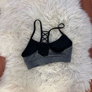 Gray and black strappy sports bra szS NWOT